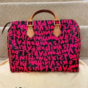 Authentic Louis Vuitton limited graffiti speedy fuchsia